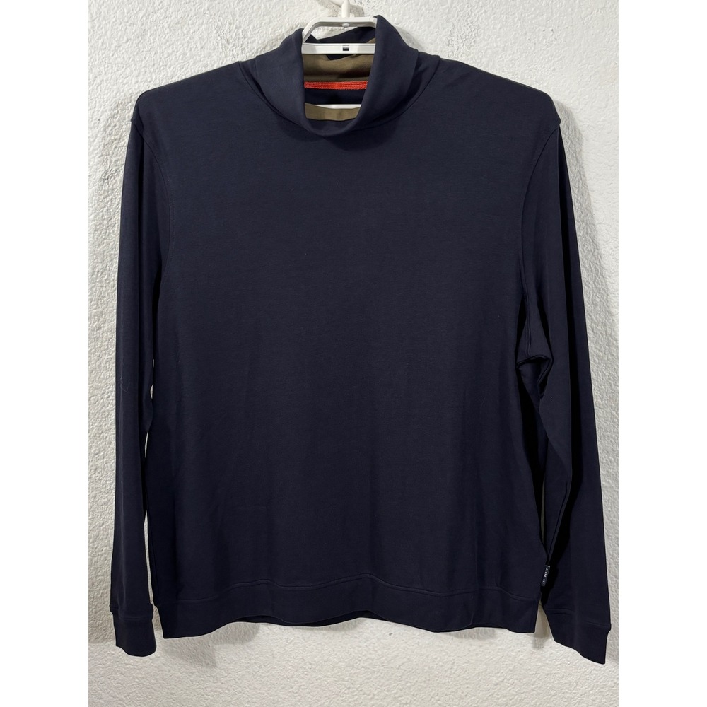 Ted Baker Humour Roll Neck Sweater Mens 6 XXL Navy Blue Cotton Turtle Neck